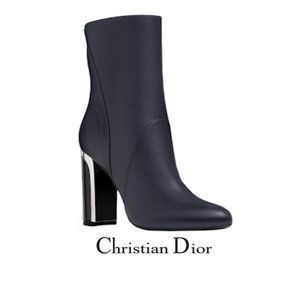 Christian Dior Leather boots 8 metal navy blue